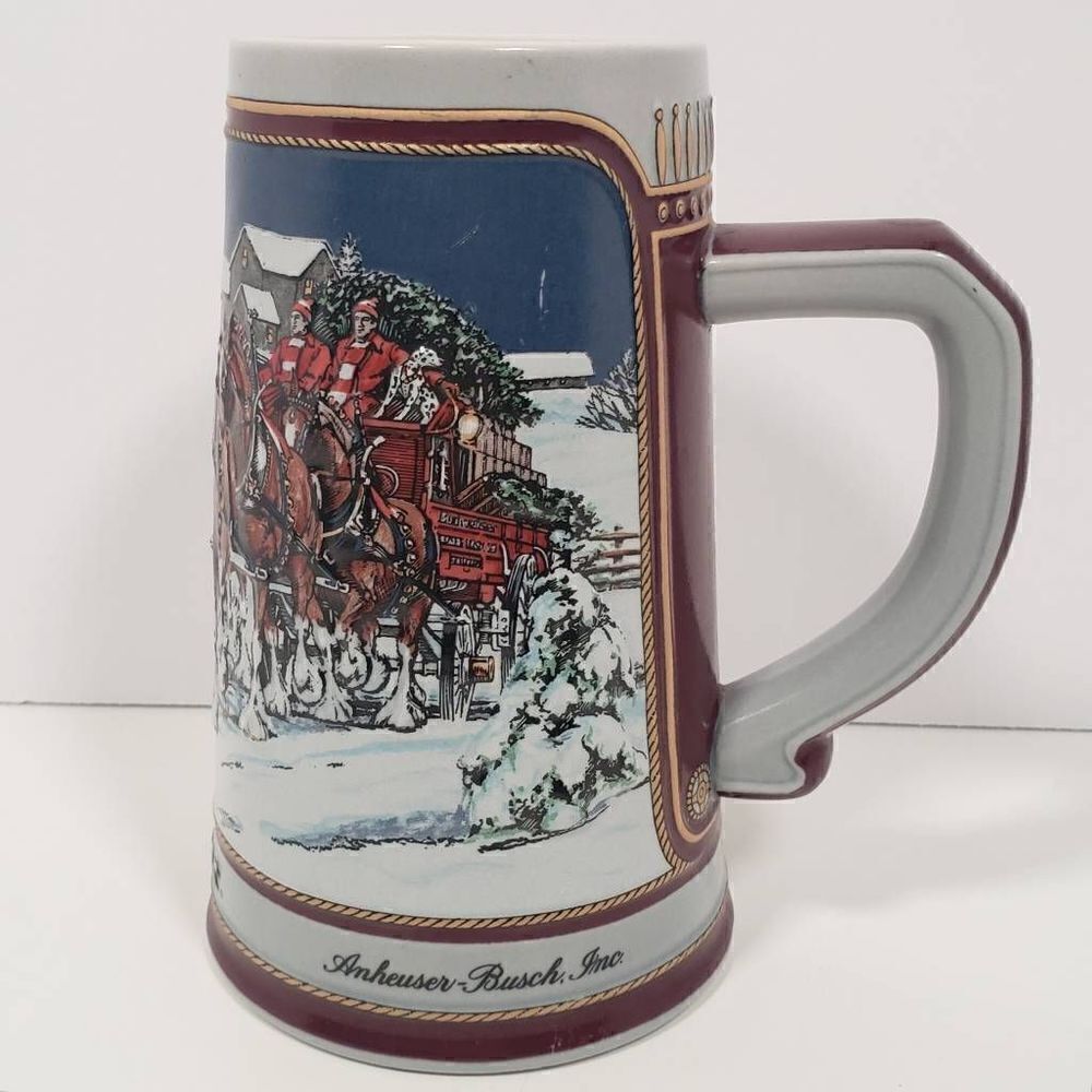BUDWEISER SPECIAL EDITION 1989 HOLIDAY STEIN  WINTER'S EVENING‎